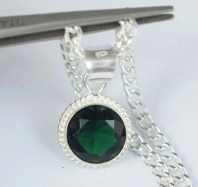 Colgante de boda de piedras preciosas redondas de 7,20 quilates granate tsavorita verde natural certificado Foto 1 de 4