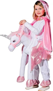 ★ Einhorn-Motiv Tier Ride On Umhänge Trage Mich Pferd Weiß-Rosa Kostüm 3-5 Jahre - Bild 1 von 3
