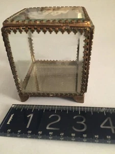 French Antique Ormolu VITRINE Jewelry Trinket Vanity Box Casket Beveled Glass "H - Picture 1 of 12