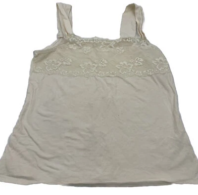 Relativity White Lace Detail Tank Top Shirt Size Large, Pre-Owned Condition Used - Image 1 of 4