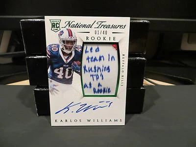 National Treasures Rookie Autograph Jersey Bills Karlos Williams 01/40  2015 - Image 1 of 4