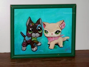 Ohhh esos ojos de cachorro dulce pequeño ojo grande gatito gato y perro pintura al óleo THEA - Imagen 1 de 3