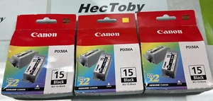 3er-Set 6er-Pack Original-Zubehör-Hersteller Canon BCI-15 schwarze Tinte Tankpatronen NEU VERSIEGELT - Bild 1 von 8