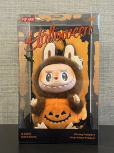 POPMART Labubu Happy Halloween Party Sitting Pumpkin Vinyl Plush 150mm Japan - Picture 1 of 4
