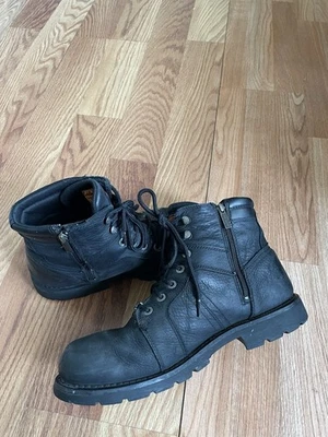 Botas de montar Harley-Davidson para hombre de cuero negro con cremallera talla 13 Foto 1 de 4
