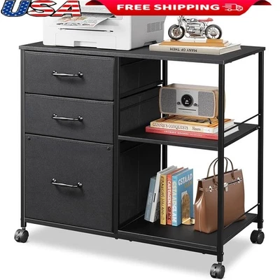 Archivador enrollable con cajones de tela y estantes abiertos hogar oficina almacenamiento nuevo Foto 1 de 4