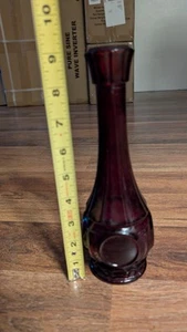 RUBY RED GLASS BUD VASE Wheaton Bullseye Gothic Crimson Romantic Vintage 9" - Picture 1 of 3