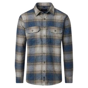 Casamoda Herren Flanell Overshirt blau beige kariert 454482800 100 - Picture 1 of 4