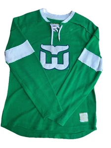 Hartford Whalers Lace-Up Jersey Sweater Green Large Retro Sport Reebok Throwback - Picture 1 of 8