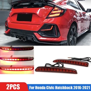 Rear Bumper Spoiler LED Fog Light Lamp For Honda Civic Hatchback 2016-2021 - Picture 1 of 9
