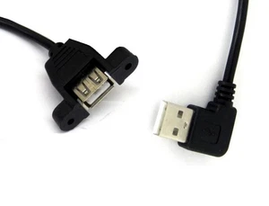 USB A Male 90 Degree Angle to USB A Female Panel Mount - Picture 1 of 1