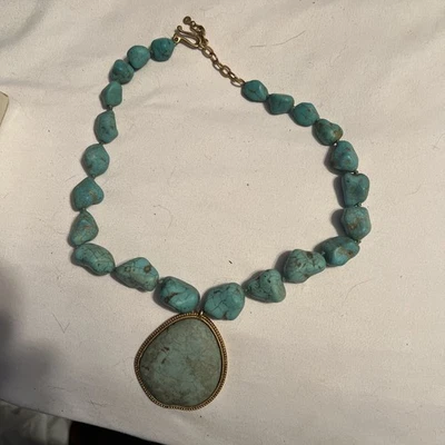 VINTAGE METROPOLITAN MUSEUM OF ART SIMULATED TURQUOISE NECKLACE AND PENDANT NOS - image 1 of 4