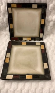 Home Trends MOSAICO 7,5" Piastrelle Quadrate Set di 2 Piatti Insalatiera Marrone Marrone Marrone Marrone Terra - Foto 1 di 2