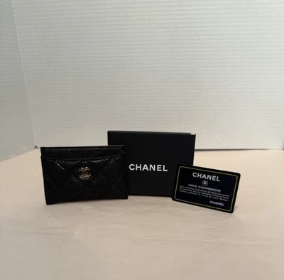 Chanel Caviar Black Quilted Calfskin Card Holder w/ Gold Toned Hardware Full Set - image 1 of 3
