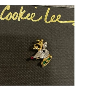 Broche de reno Rudolph Cookie Lee 71153 cristal austríaco genuino nuevo con etiquetas - Imagen 1 de 2