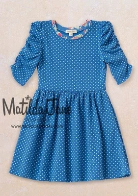 Matilda Jane Friends Forever Reagan Lap Dress Blue Polka Dot Size 14 - Image 1 of 4