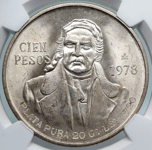 1978 Mexican Independence HERO Jose Maria Morelos Silver 100Peso Coin NGC i89323 - Picture 1 of 7