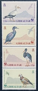 GIBRALTAR WWF BIRDS STAMPS STRIP OF 4 MNH 1991 STORK VULTURE PARTRIDGE WILDLIFE - Picture 1 of 1