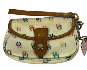 Dooney & Bourke Canvas & Leather DB Logo Snap Wristlet Pouch - Picture 1 of 13