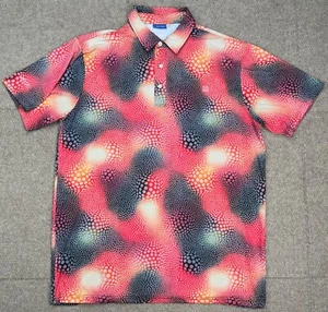 Hreski Men's Button Up Short Sleeve Multicolored Golf Polo Size Large - Picture 1 of 11