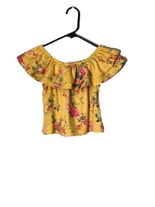 1st Kiss.Girls Top Girl’s Size 7/8, Yellow W/Floral Design, Sleeveless, Pretty  - Picture 1 of 5
