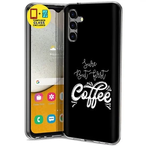 Slim Case for Samsung Galaxy A13 5G, But First Coffee Print, Glass Protector - Picture 1 of 7