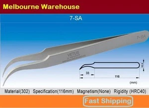 VETUS Original Genuine High Quality Stainless Steel Switzerland Tweezers 7-SA AU - Bild 1 von 1