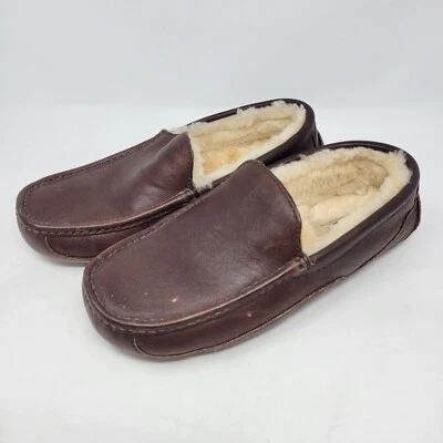 Zapatillas de mocasín UGG Ascot para hombre 7 marrón forradas de piel sin cordones SN 5379 Foto 1 de 4