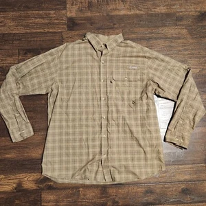 Columbia PHG Tan Plaid Vented Roll Tab Hunting Button Down LS Shirt Mens Size XL - Picture 1 of 17