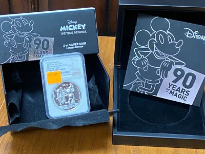 2018 Niue Island 2oz Silver $5 Mickey Mouse 90th Anniversary NGC PF70 ULTRA CAM - Image 1 of 4