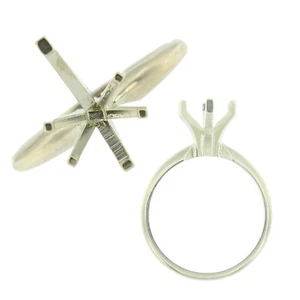 14K Weißgold Birne Verlobungsring Solitär Ring 6 Krappenfassung massive Fassung USA - Bild 1 von 5