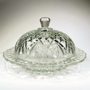 Anchor Hocking Prescut Clear Round Covered Dish 1970s Pressed Glass JRB - Picture 1 of 5