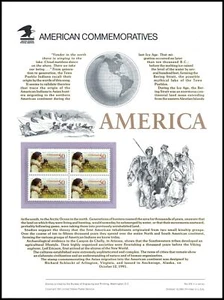 1991 Pre-Columbian Bering Land Alaska CP376 commemorative panel 376 MNH Sc C131 - Picture 1 of 1