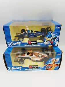 Burago 1:24 Disney Formula Donald Duck & Tigger Die Cast - New in Original Boxes - Picture 1 of 5