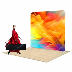 8ft Tension Fabric Trade Show Display Back Wall Pop Up Stand with Custom Print - Picture 1 of 5