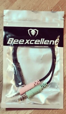 Beexcellent headset's mic and audio splitter cable 3.5mm F M M,  - Image 1 of 3