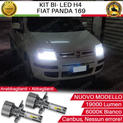 KIT LED H4 6000K CANBUS 19000 LM LUMEN LAMPADINE PER FIAT PANDA MK2 II NO AVARIA - Immagine 1 di 4