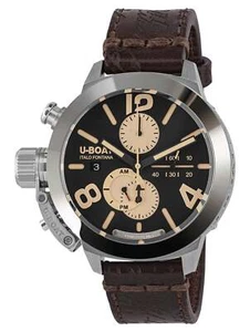 U-Boat Classico Tungsteno Automatic Chronograph Brown Leather Mens Watch 9567 - Picture 1 of 2