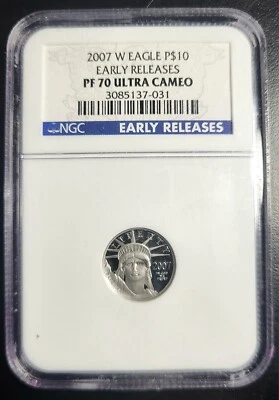 2007-W  1/10 oz Platinum Eagle $10. NGC PF 70 Ultra Cameo Early Releases  - Image 1 of 4
