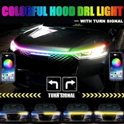 LED Car Hood Light Daytime Running Lights Remote App RGB Flowing Turn Signal - Image 1 of 4
