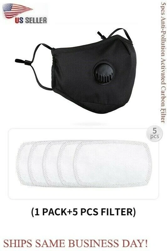 Reusable Air Breathing Valve Face Mask Cover with 5pcs Activated Carbon Filter - Image 1 of 1