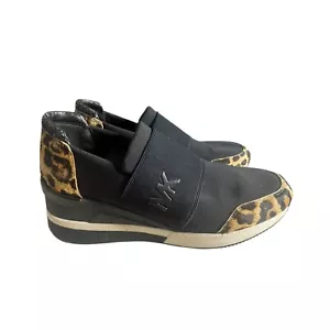 Michael Kors FELIX Wedge Slip On Sneakers Sz 9.5 M Black Cheetah Print Calf Hair - Picture 1 of 13