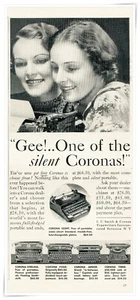 Publicidad impresa LC Smith & Corona máquina de escribir silenciosa 1934 anuncio de 2/3 páginas - Imagen 1 de 4