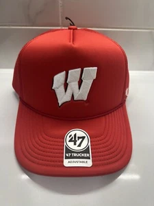 '47 Brand Wisconsin Badgers Foam Snapback Adjustable Trucker Hat Cap Red NEW - Picture 1 of 4