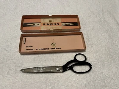 Professional Pinking Shears Scissors Model CB 9 WISS USA Black End in Pink Box - Image 1 of 4