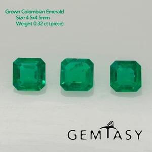 Cut stone - Emerald Colombian hydrothermal lab grown, facet Oct 4.5x4.5mm 0.32ct - Picture 1 of 3
