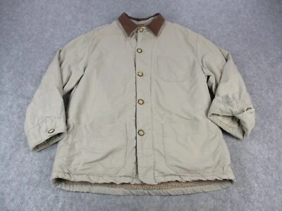 VINTAGE Structure Jacket Men Medium Brown Sherpa Corduroy Leather Trim Barn Coat - Image 1 of 4