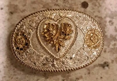 Vintage Womens  Crumrine El Arturo Gold and Silver Tone Floral Belt Buckle - Image 1 of 4