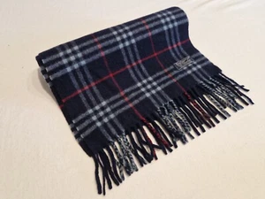 Original Burberry 100% Cashmere Schal Glencheck Schwarz blau rot 176x32 cm - Bild 1 von 6