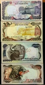 VIETNAM SOUTH 5000 10000 DONG P-35 P-36 1975 SPECIMEN SET UNC TIGER ANIMAL NOTE - Picture 1 of 4